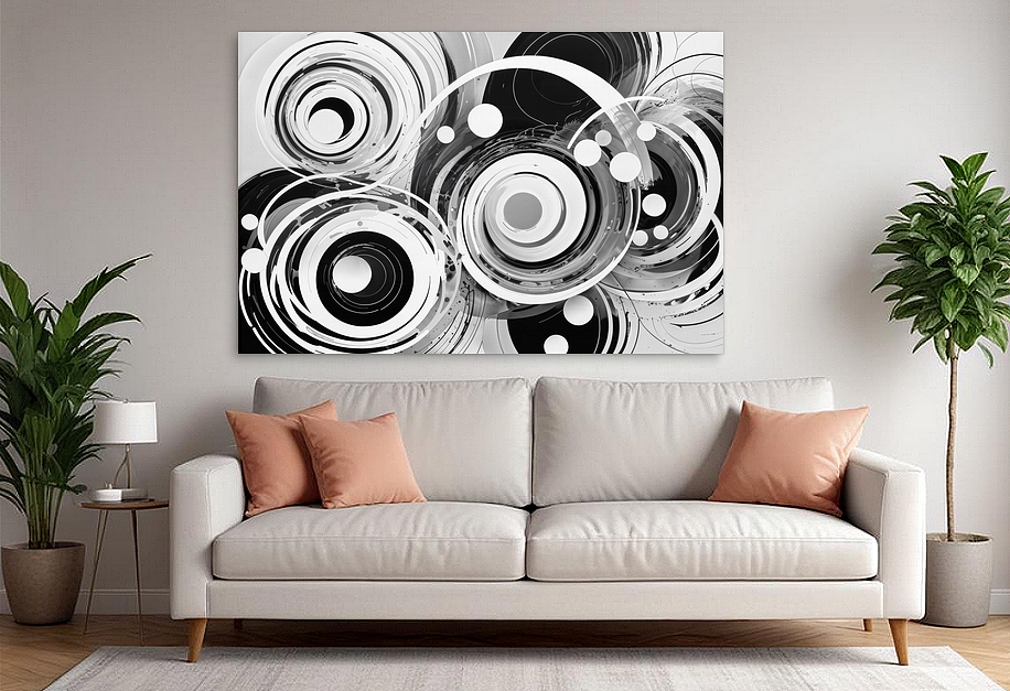 Cercles mouvants, noir et blanc