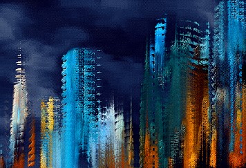 Gratte-ciel de minuit | Tours de la ville avec un style abstrait